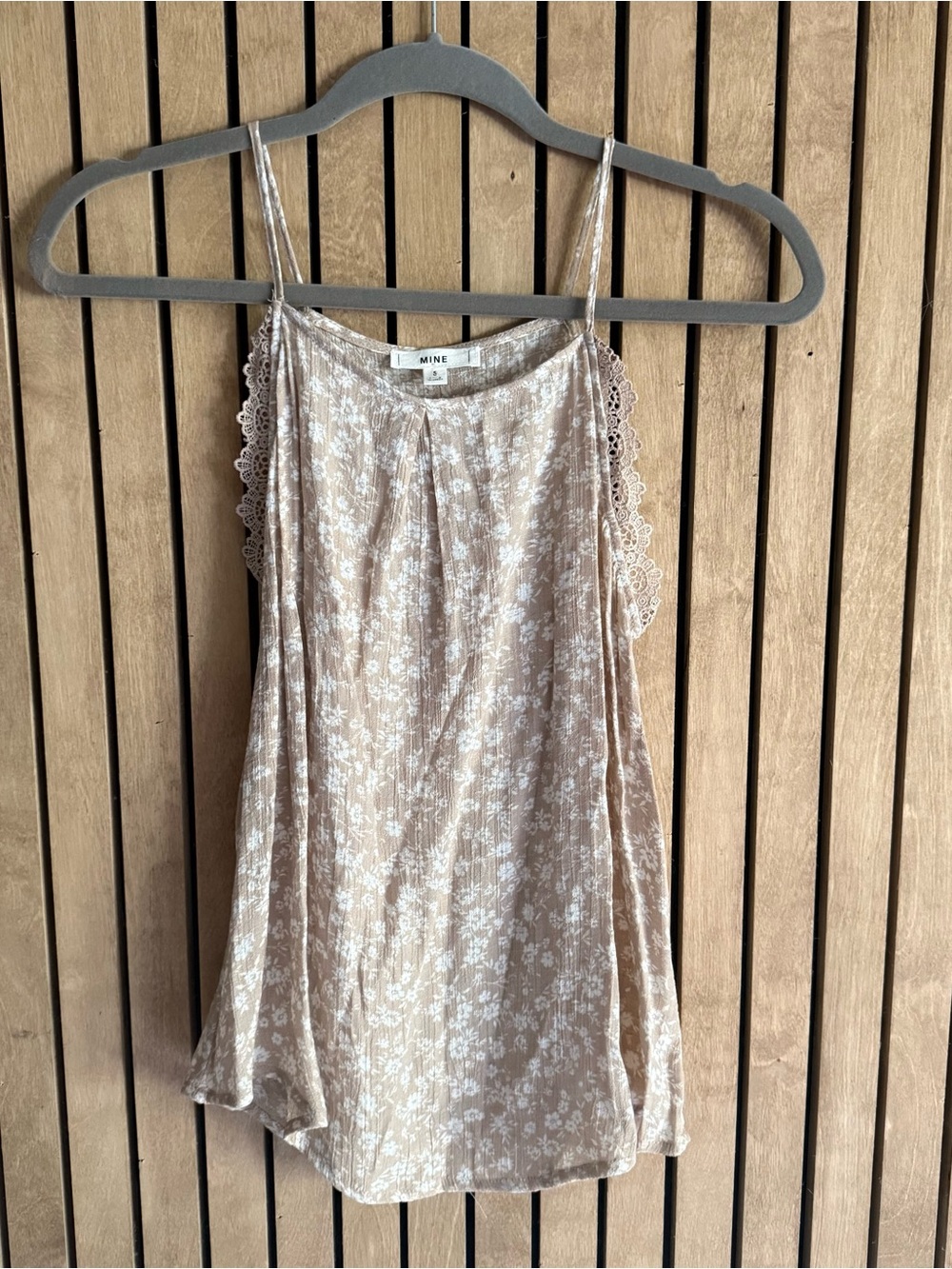 mine Beige Floral Lace-Trim Camisole
